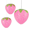 Набор подвесные фонарики "Клубнички" 3 шт 30х20х20см, розовый